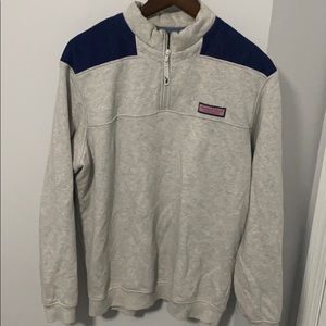 Vineyard Vines Gray and Blue Zip Up Sweater
